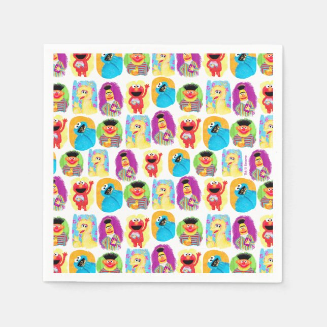 Sesame Street Character Fun & Colourful Pattern Napkin (Front)