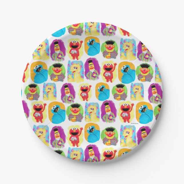 Sesame Street Character Fun & Colourful Pattern Paper Plate (Front)