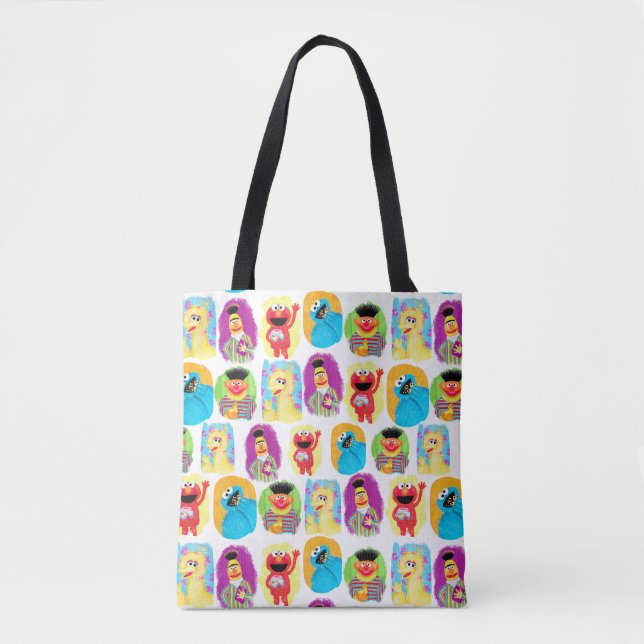 Sesame Street Character Fun & Colourful Pattern Tote Bag (Front)