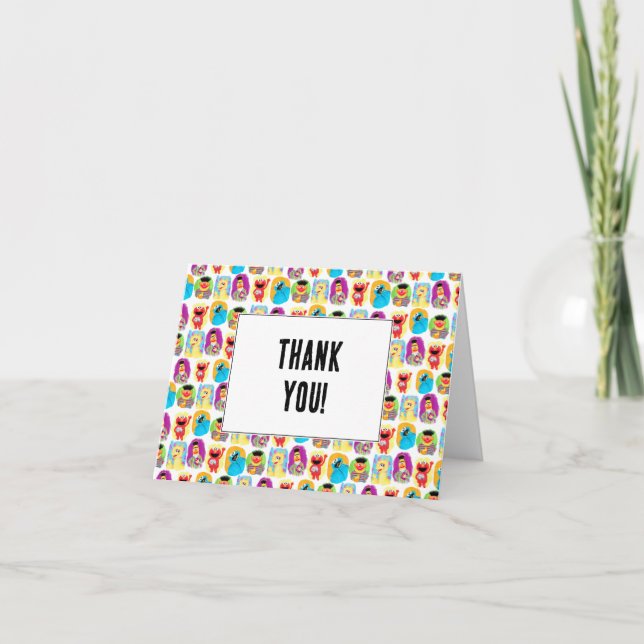 Sesame Street Character Fun & Pattern Birthday Thank You Card (Front)