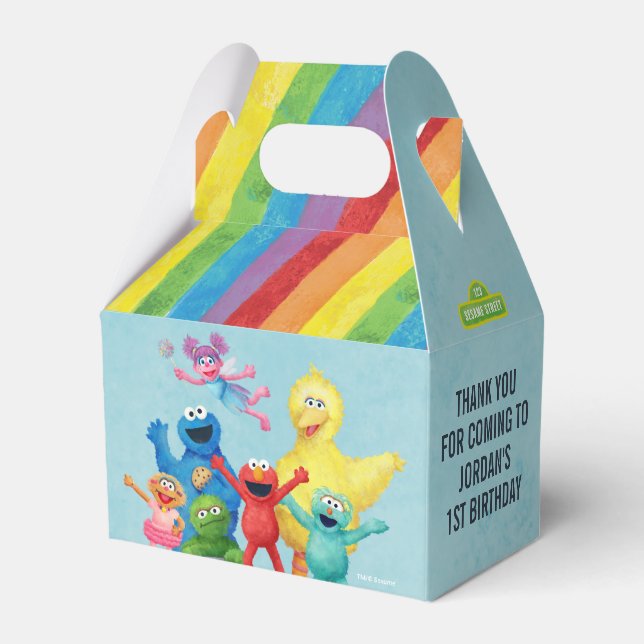 Sesame Street Character Illustration Birthday  Favour Box (Front Side)