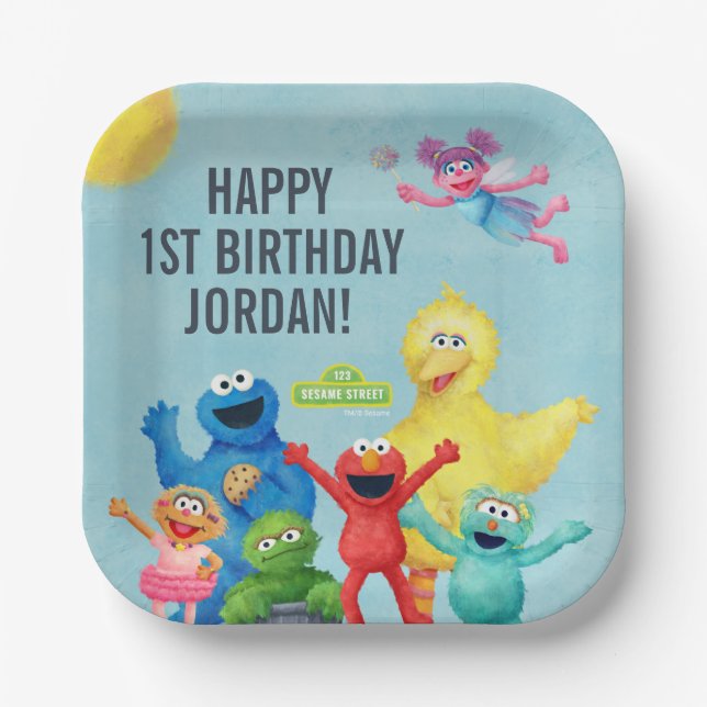 Sesame Street Character Illustration Paper Plate (Front)