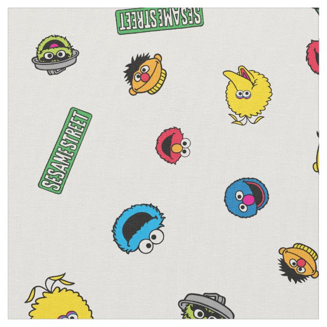 Sesame Street Character Pattern Fabric (Close Up)