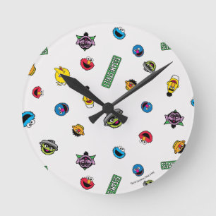 Sesame Street Character Pattern Round Clock