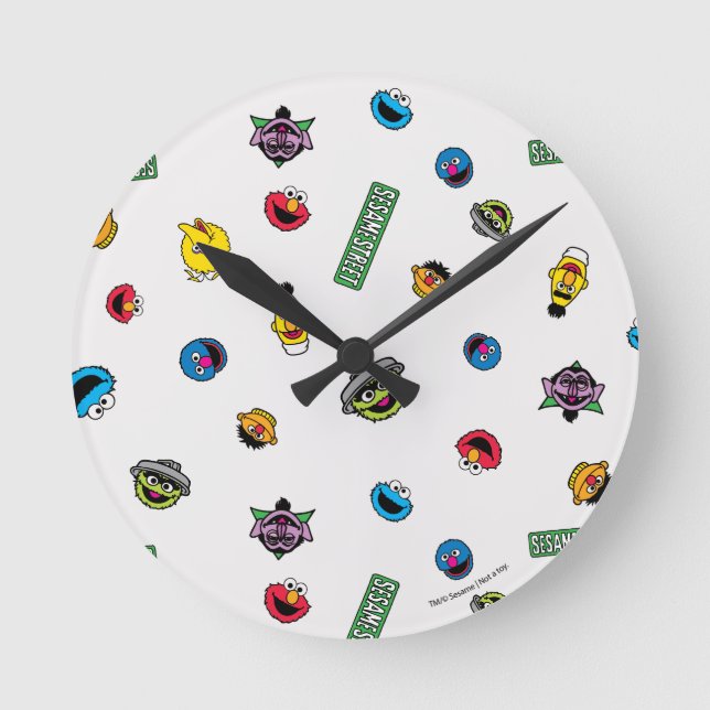 Sesame Street Character Pattern Round Clock (Front)