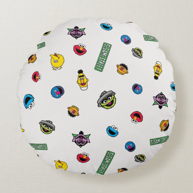 Sesame Street Character Pattern Round Cushion (Front)
