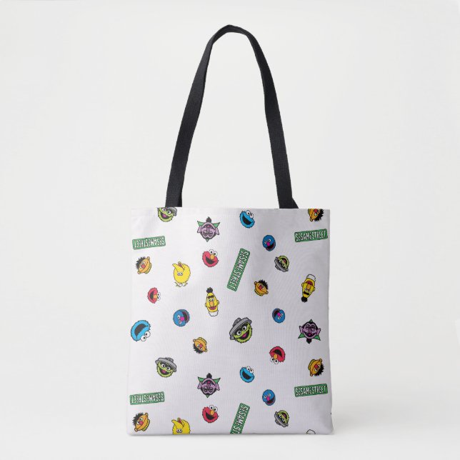 Sesame Street Character Pattern Tote Bag (Front)