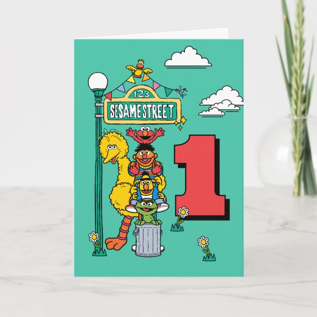 Sesame Street Characters Birthday Card (Front)