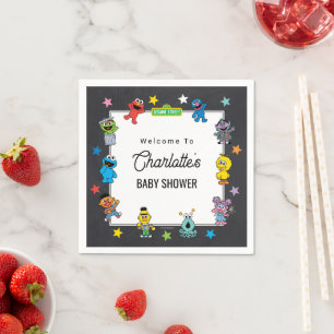 Sesame Street Characters Chalkboard Baby Shower Napkin