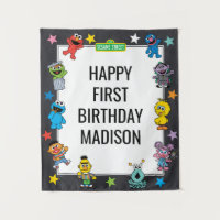 Sesame Street Characters Chalkboard Birthday