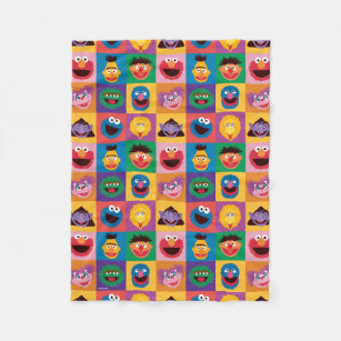 Sesame Street Characters   Colorblock Grid Fleece Blanket