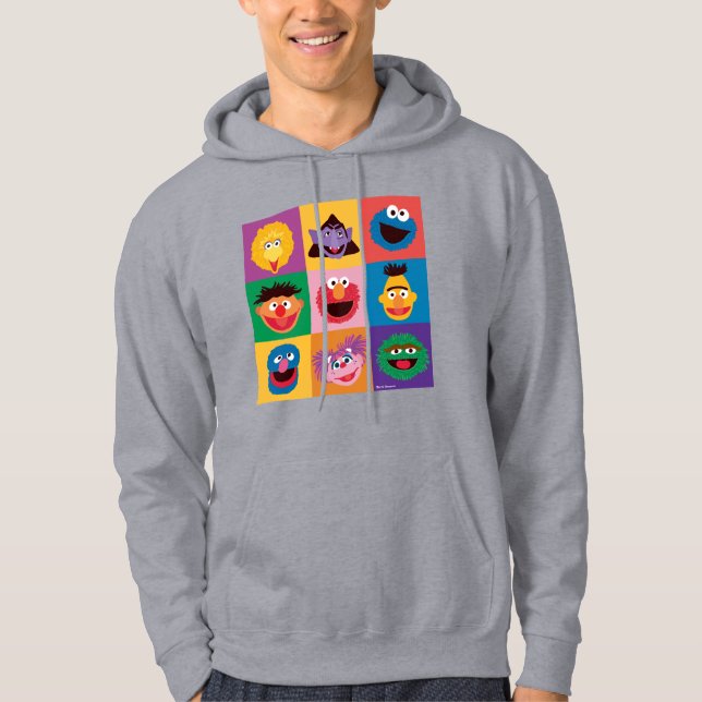 Sesame Street Characters | Colorblock Grid Hoodie (Front)
