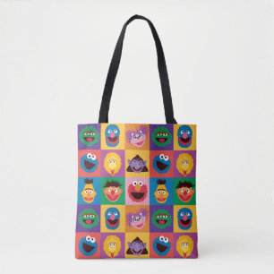 Sesame Street Characters   Colorblock Grid Tote Bag