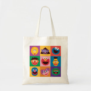 Sesame Street Characters   Colorblock Grid Tote Bag