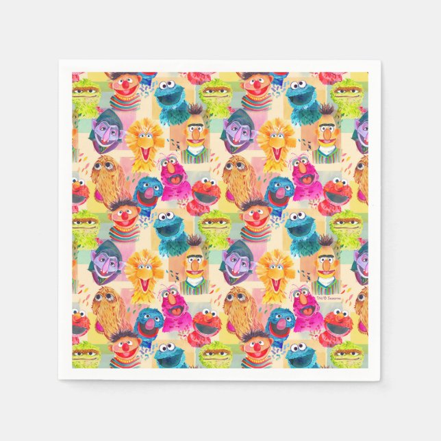 Sesame Street Characters | Colourful Pattern Napkin (Front)