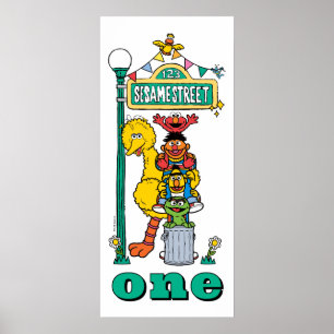 Sesame Street Characters First Birthday Poster