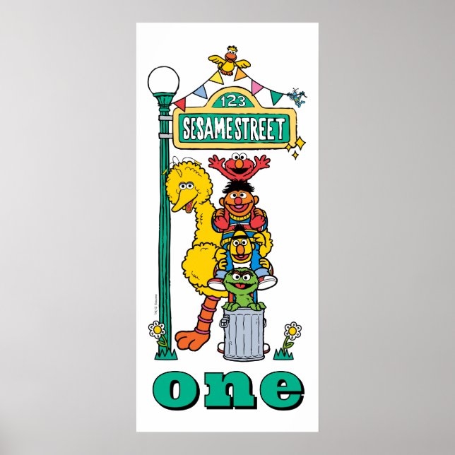 Sesame Street Characters First Birthday Poster (Front)