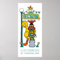 Sesame Street Characters First Birthday Poster