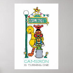 Sesame Street Characters First Birthday Poster