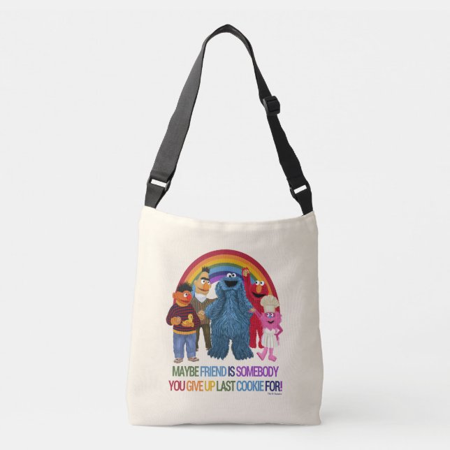 Sesame Street Characters | Friends Quote Crossbody Bag (Front)