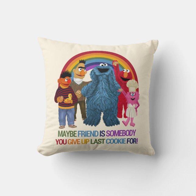 Sesame Street Characters | Friends Quote Cushion (Front)