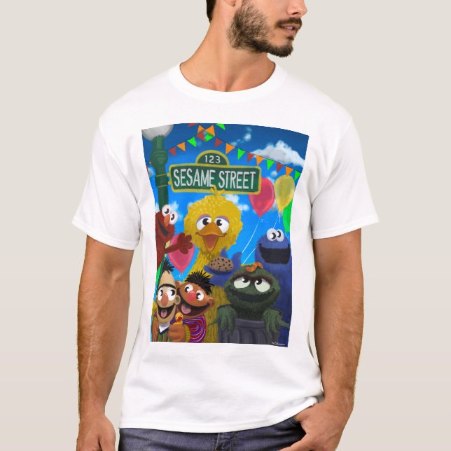 Sesame Street Characters | Party Scene T-Shirt (Front)