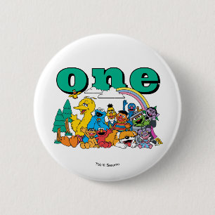 Sesame Street Characters & Street Sign Birthday Bu 6 Cm Round Badge
