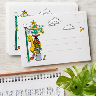 Sesame Street Characters & Street Sign Birthday Envelope