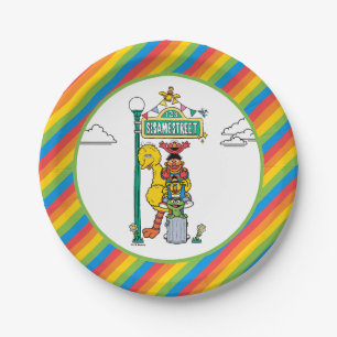 Sesame Street Characters & Street Sign Birthday Pa Paper Plate
