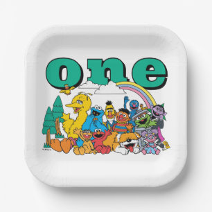 Sesame Street Characters & Street Sign Birthday Pa Paper Plate