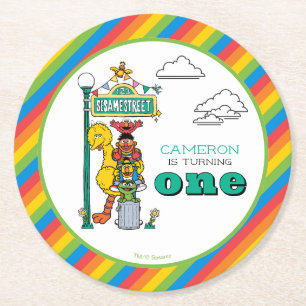 Sesame Street Characters & Street Sign Round Paper Round Paper Coaster