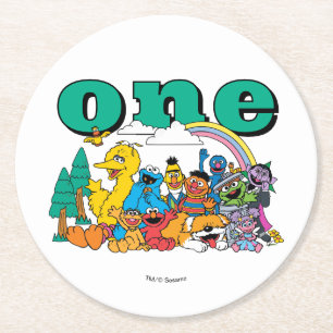 Sesame Street Characters & Street Sign Round Paper Round Paper Coaster