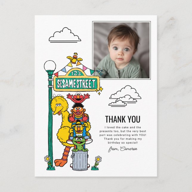 Sesame Street Characters & Street Sign Thank You P Postcard (Front)