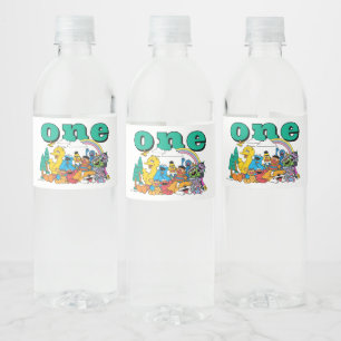 Sesame Street Characters & Street Sign Water Bottl Water Bottle Label