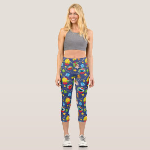 Sesame Street Christmas Lights Pattern Capri Leggings