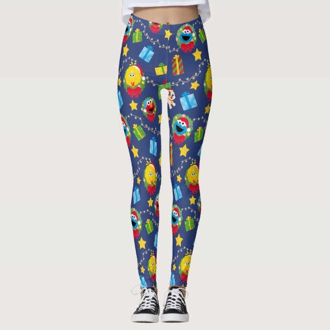Sesame Street Christmas Lights Pattern Leggings (Front)
