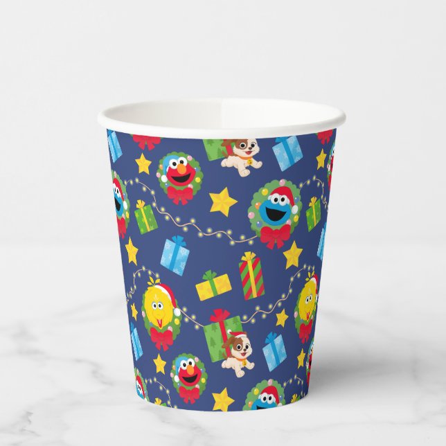 Sesame Street Christmas Lights Pattern Paper Cups (Left)