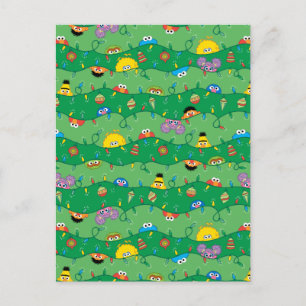 Sesame Street Christmas Lights Pattern Postcard