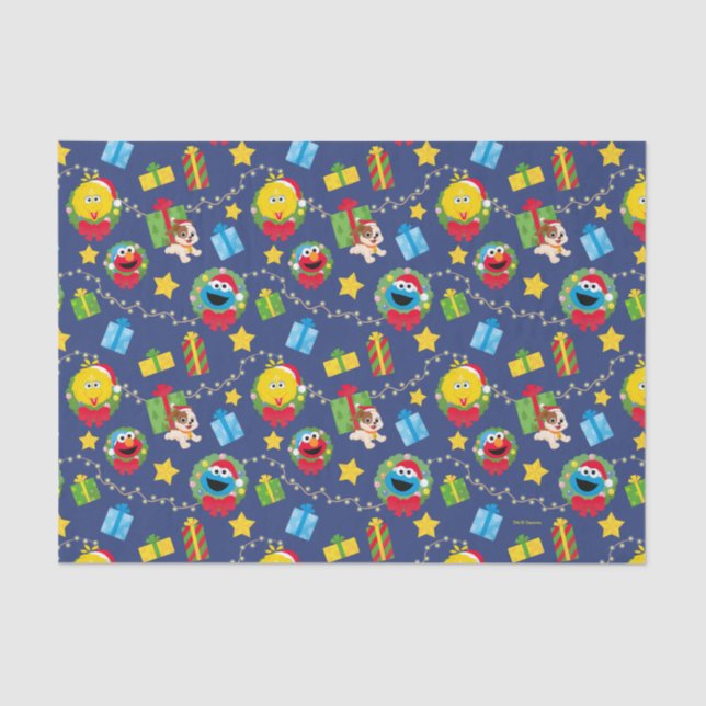 Sesame Street Christmas Lights Pattern Tissue Paper (Front)