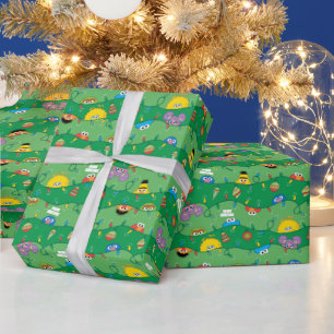 Sesame Street Christmas Lights Pattern Wrapping Paper