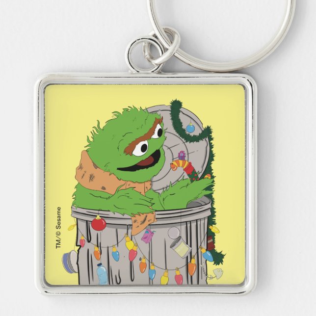 Sesame Street | Christmas Oscar the Grouch Key Ring (Front)
