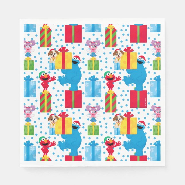 Sesame Street Christmas Presents Pattern Napkin (Front)
