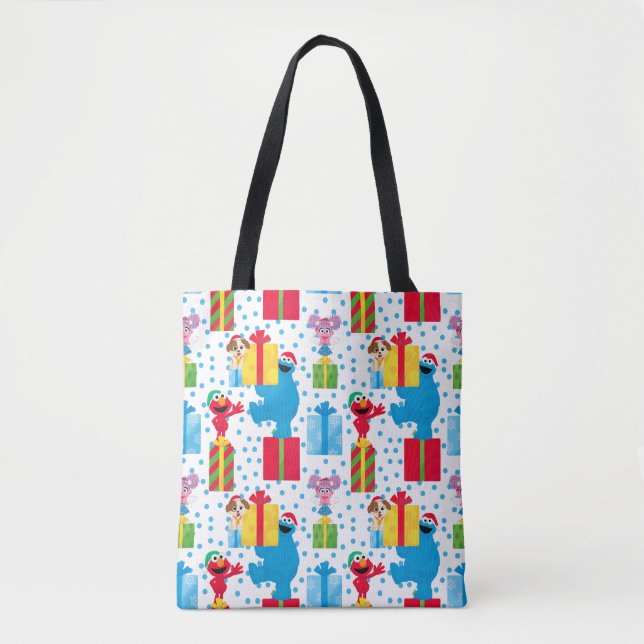 Sesame Street Christmas Presents Pattern Tote Bag (Front)
