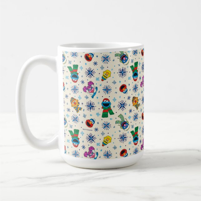 Sesame Street Christmas Snowflake Pattern Coffee Mug (Left)