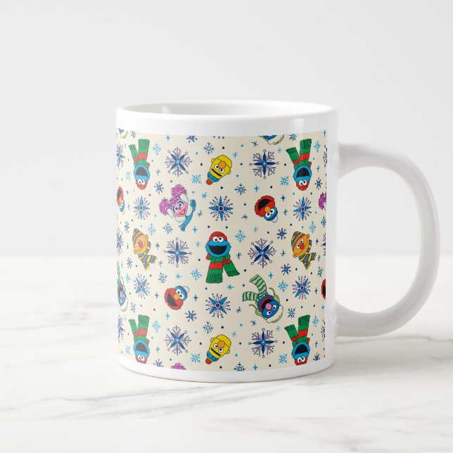 Sesame Street Christmas Snowflake Pattern Large Coffee Mug (Right)