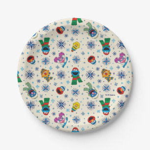 Sesame Street Christmas Snowflake Pattern Paper Plate