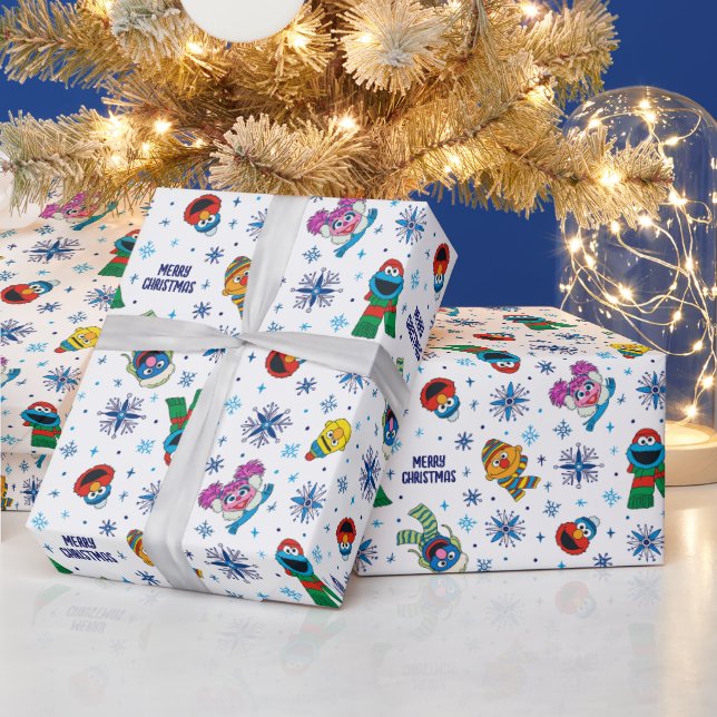 Sesame Street Christmas Snowflake Pattern Wrapping Paper (Holidays)