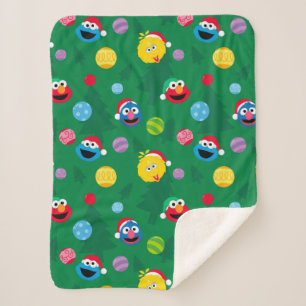 Sesame Street Christmas Tree Pattern Sherpa Blanket