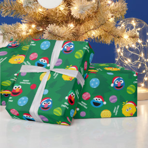 Sesame Street Christmas Tree Pattern Wrapping Paper