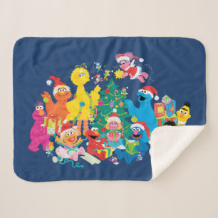 Sesame Street Christmas with the Whole Gang Sherpa Blanket